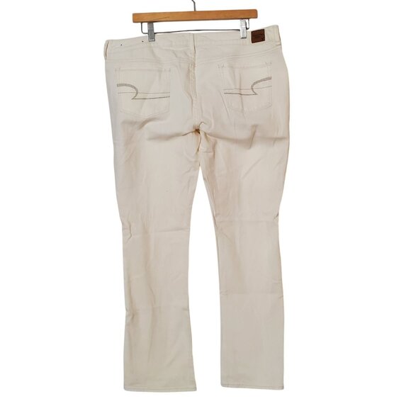 American Eagle Women's Cream Stretch Skinny Kick Jeans Size 18 - Picture 2 of 5